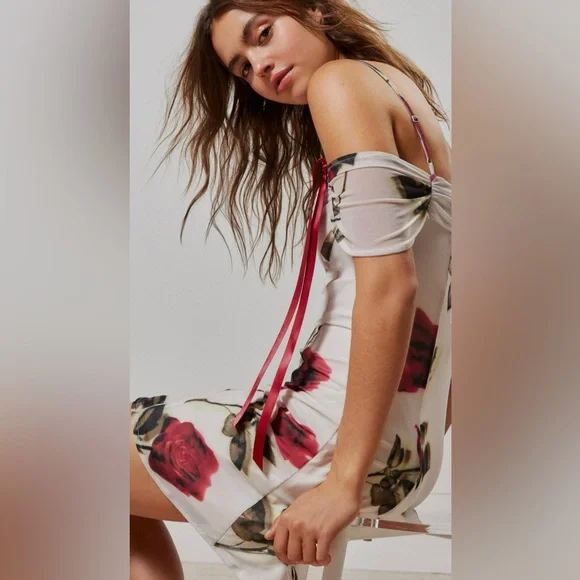 Kimchi Blue Allison Mesh Cold Shoulder Mini Dress - Picture 7 of 7